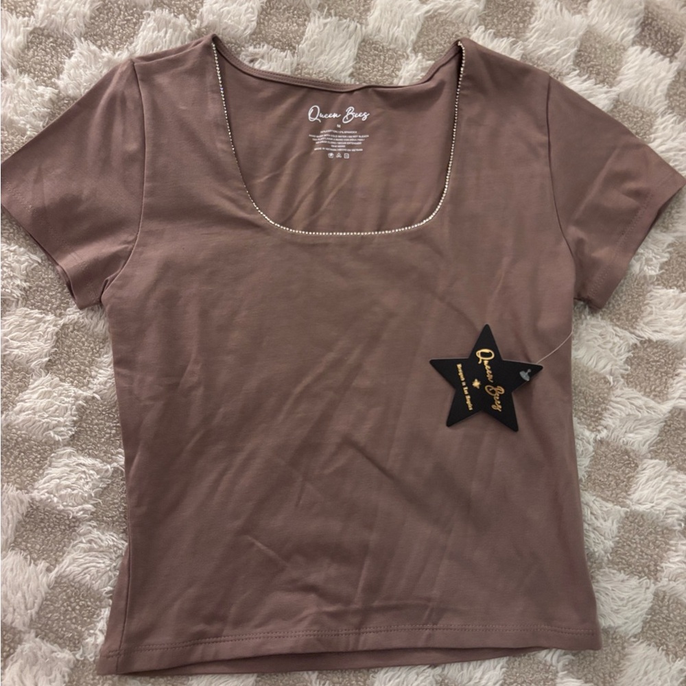 Women's Short Sleeve Scoop Neck Top - Mauve
